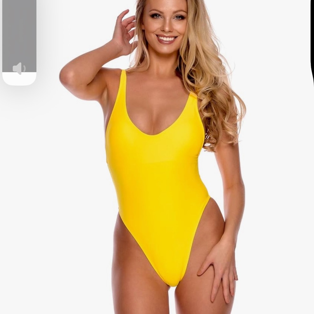 New Yellow One-Piece Swimsuit (Thong) - Medium